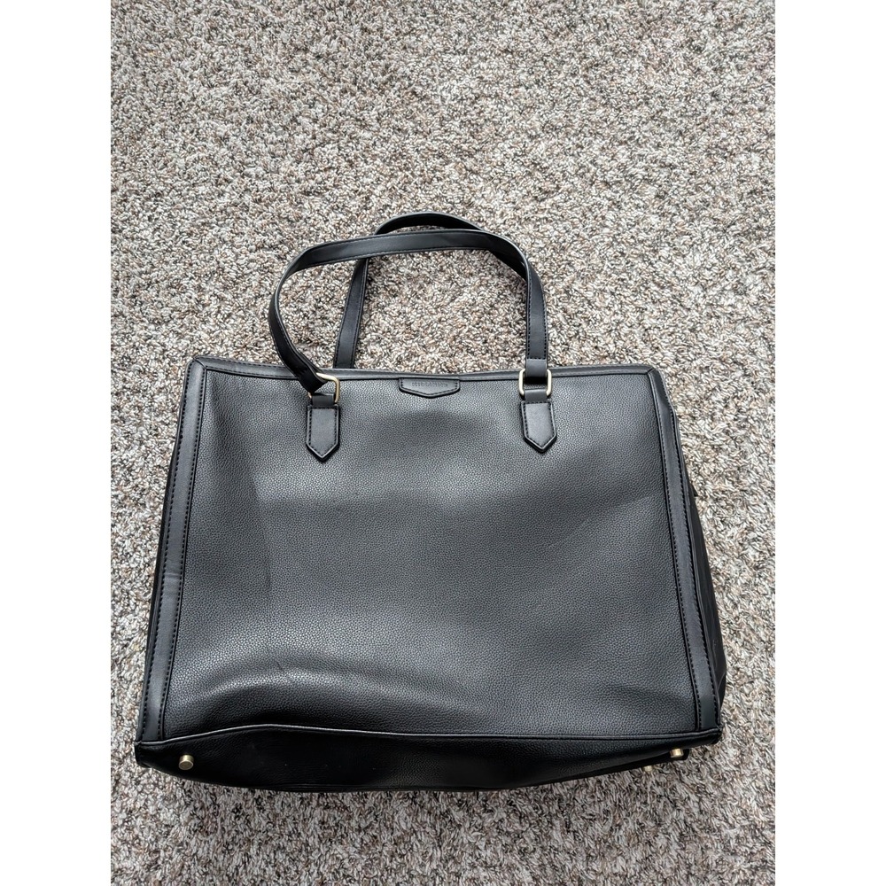 Missnine‎ Leather Tote Bag Business Bag Black w/ Shoulder Strap